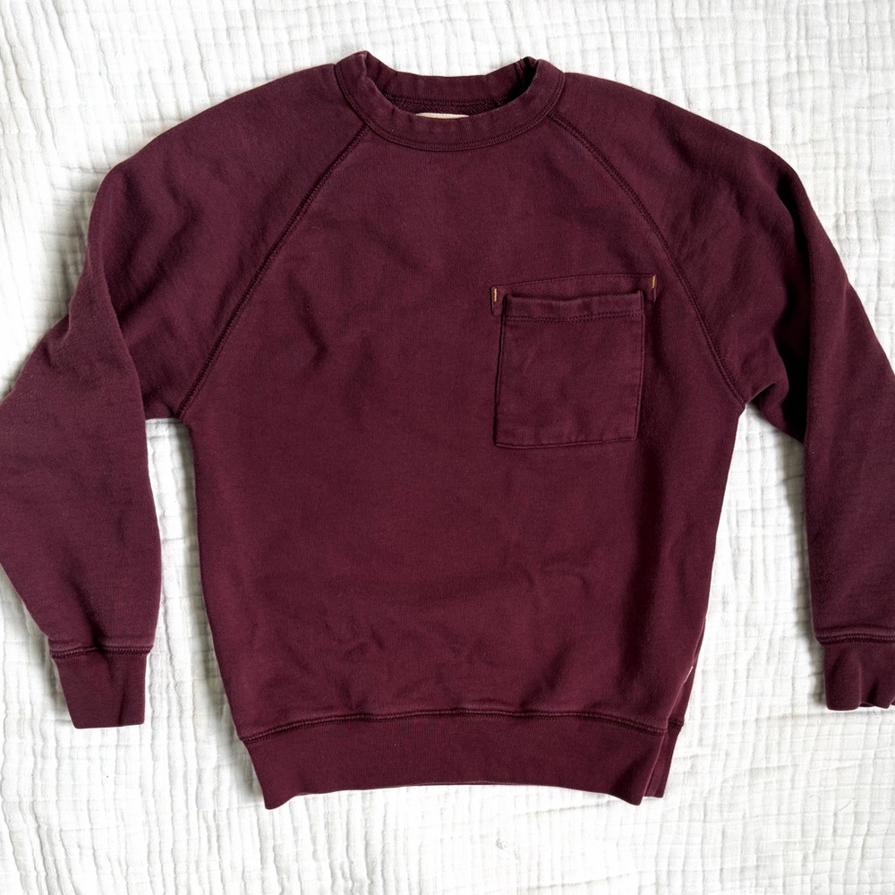 Bellerose Fiuk Sweatshirt Kids Size 12 Burgundy Raglan Pocket Cotton